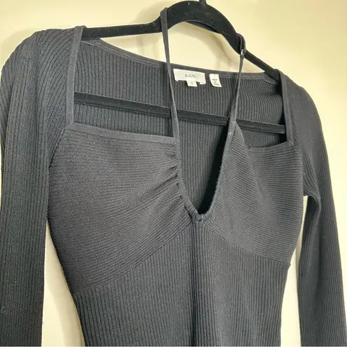 ALC Frank A.L.C. Annabelle Cross-Front Rib Knit Top in Black