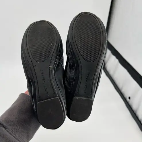 Lucky Brand  Emmie Ballet Leather Flats slip on round toe casual ruched size 6