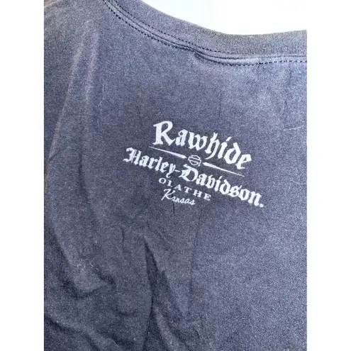 Harley Davidson Motorcycles Crop T Shirt Black Wing Logo Graphic Tee 2013