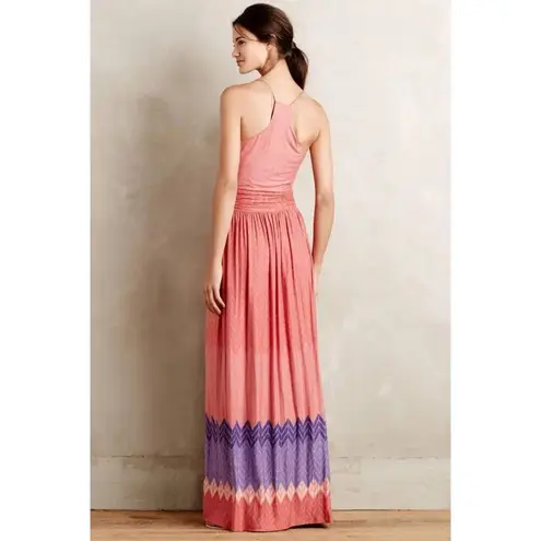 Anthropologie Nomad Morgan Carper  Sunfall Maxi Dress Sz M Women’s Coral Purple