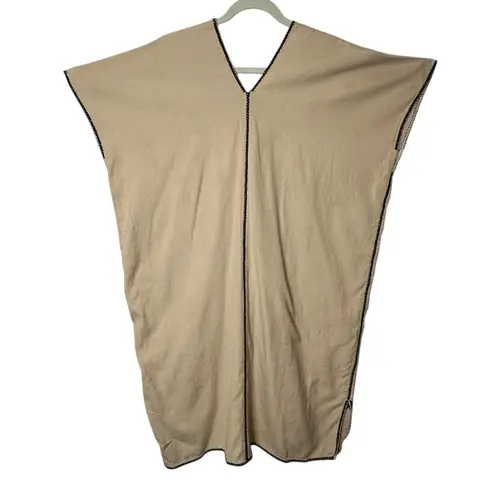 Kukul Boutik Merida Mexico Tan Kaftan Black Embroidery Artisan Artsy Aztec O/S Size undefined