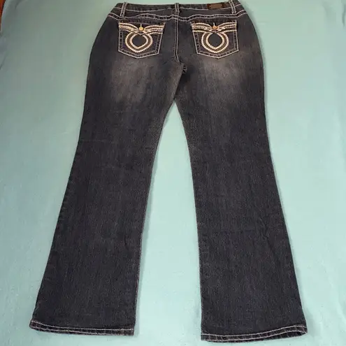EARL JEAN denim jeans bling embroidered pockets blue vintage bootcut size 8