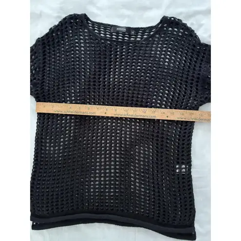 Zesica Open Knit Sweater Size S Black Crochet Cover Up Beach Witchy Goth Rave