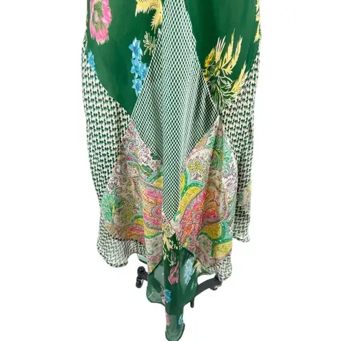 Anthropologie  Tiny Trouvaille Slip Dress Midi Scarf Paisley Print Green Size XS‎