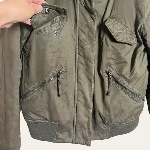 Generation Love  Georgina Asiatic Raccoon Bomber Jacket in Olive Green Sz S