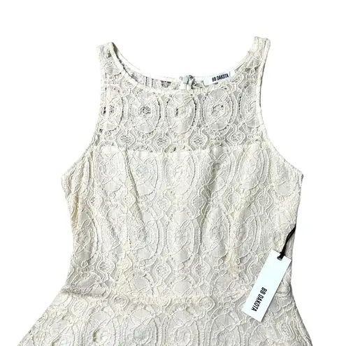 BB Dakota  Off White A-Line Fit And Flare Mini Dress Sleeveless Lace Knit 6