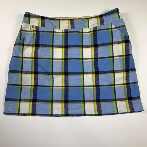 Loudmouth Ladies Blue/Green Plaid Golf Skort Stretch Shorts Size 12 Blue