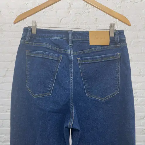La Joie Jeans Size 10 Flare Raw Hem High Rise Medium Wash Denim Blue