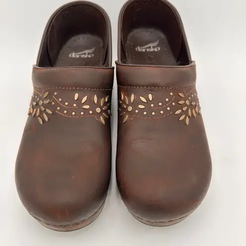 Dansko  Women's Brown Leather Patricia Embellished Clogs Size 42 / 12