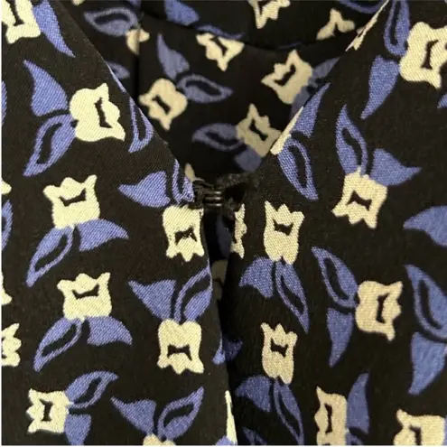 Veronica Beard Worth Pajama Blue Black White Floral Silk Top Blouse Size 0