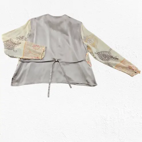 1990s Vintage Tere Tereba 100% Silk Blouse Pants Set Lounge Evening Size Medium Tan