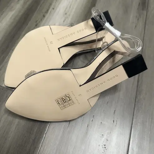 Good American NEW  Cinderella Clear Wedge Sandal Women’s Silver Mirror Size 5