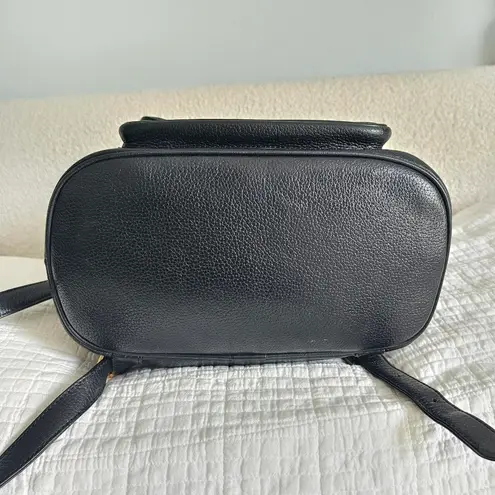 MCM Black Pebbled Calf Leather Gold Logo Backpack