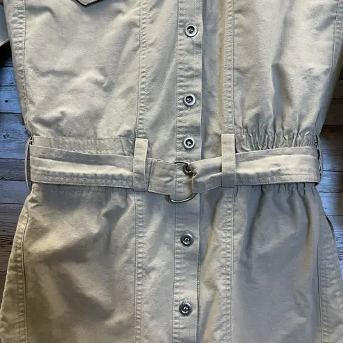 Vintage Together Clothing Co Womens 10M Dress 1980s Cotton Safari Khaki Belt Tan Size 10