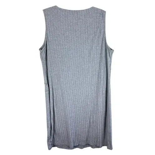 Neon Buddha Gray 100% Cotton Pullover Sleeveless Knee Length Knit Shift Dress L Size L