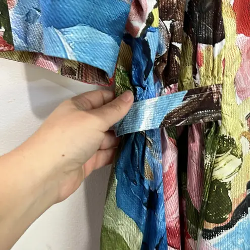 Stine Goya Abstract Print Structured Sleeve Mini Dress Size Small Blue