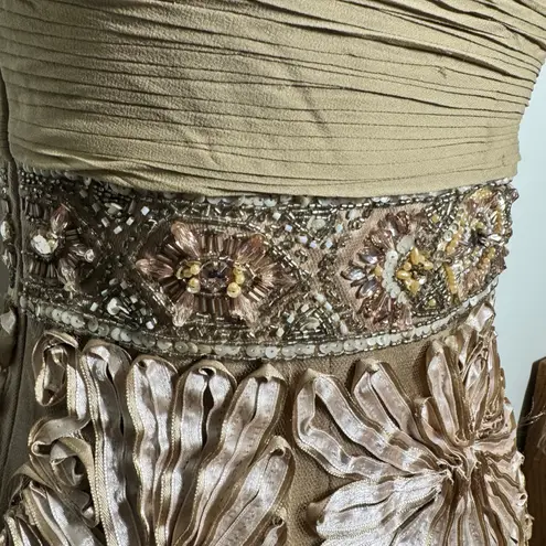 Sue Wong Nocturne Cocktail Dress Women 6 Gold Silk Beaded Holiday New Years Y2K