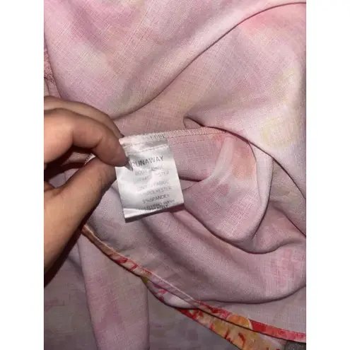 Women's Rnwy Dress Beautiful Strapless Printed Pink Yellow Long Maxi 6 Medium