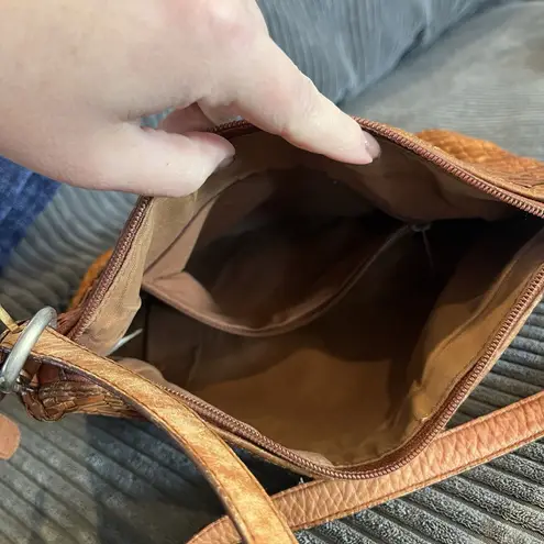 Talbots VTG  Brown Genuine Leather Woven Braided Satchel Shoulder basket tote