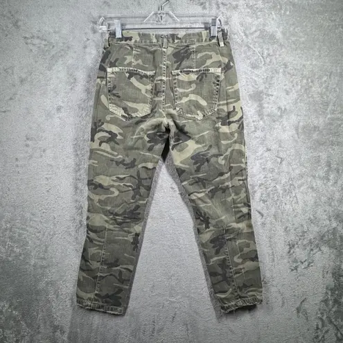 AMO Slouch Trousers 24 Camo Print Pants Distressed Utilitarian Military Grunge Green