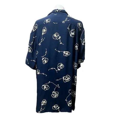 Equilibrio Italia Women's M Blue Floral Knee Length Shirt Dress Size L