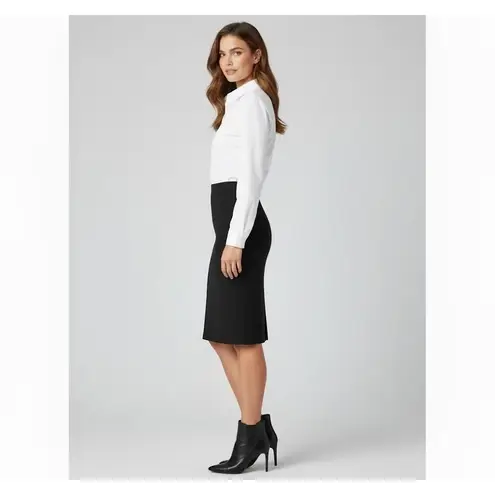 Catherine Malandrino NWT Ponte Lace Up Side Pencil Skirt in Noir Black L $245