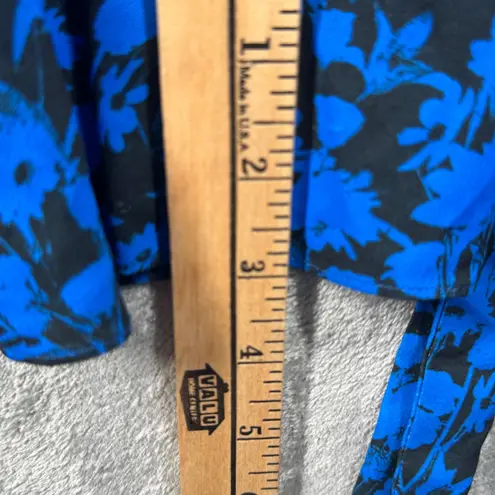 Tahari Dress Dark Floral Print Shirt Dress Small Belt Blue Black Career Casual