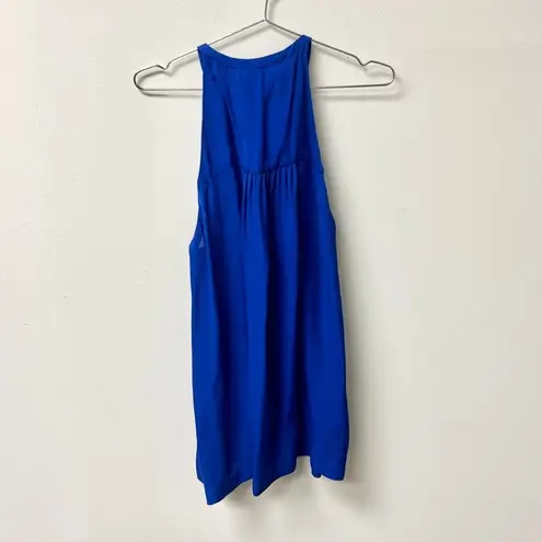 ALC Frank A.L.C. 100% Silk Sleeveless Keyhole Neck Halter Blouse Top Cobalt Blue Women's M