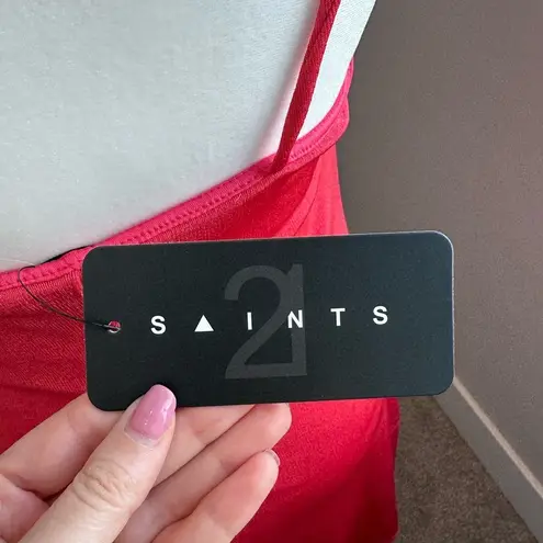 NWT 21 Saints Red Coral Ruched Mini Bodycon Dress Size Medium Christmas NYE Pink