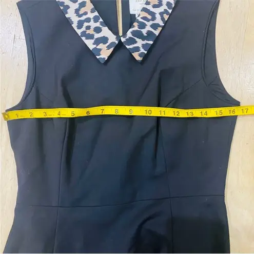 Kate Spade Black Fit & Flare Dress w/ Leopard Collar EUC