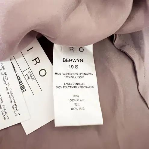 NEW IRO Berwyn Silk Satin Chiffon Pleated Tulle Trim Camisole Tank Top Purple XS