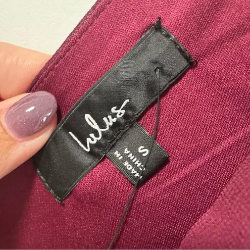 Lulus ‎ Convincing Grace NWT size Small Burgundy Flutter Sleeve Wrap Maxi Dress