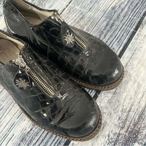 Vintage GEIER WALLY Black Leather Crocodile Pattern Women's Shoes Size 9.5