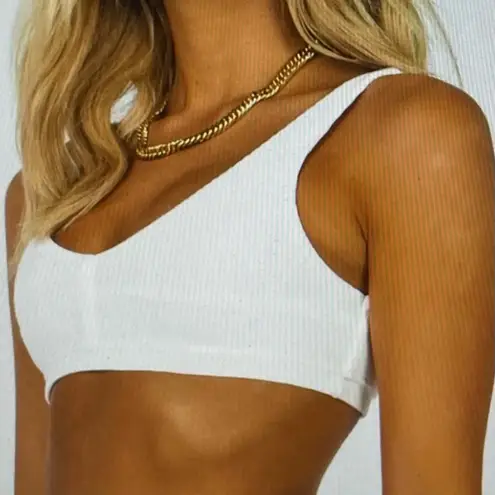 Princess Polly NWT  So Simple white ribbed lined bralette, size 6 athleisure