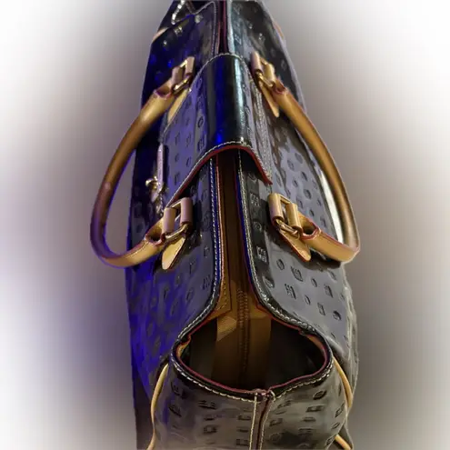 Arcadia patent leather large top open satchel Black