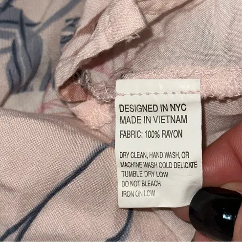 Yumi Kim Women’s Size L Pink Floral Night Cap Button Down PJ Pajama Top Shirt