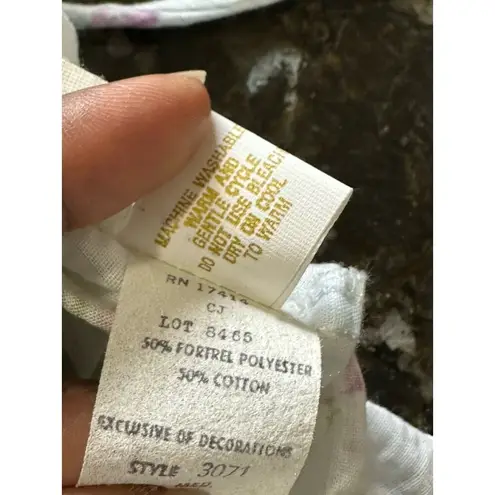 Vintage Miss Elaine Seersucker Robe Blue & Pink Floral Ruffles Wrap Style Sz M Size M