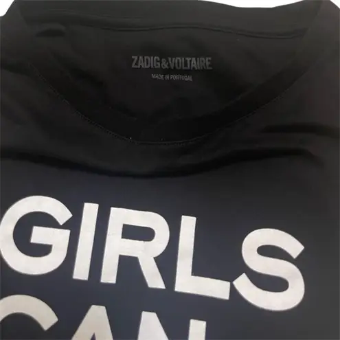 Zadig & Voltaire NWOT Bella Girls Can Do Anything Tee Shirt Black White M