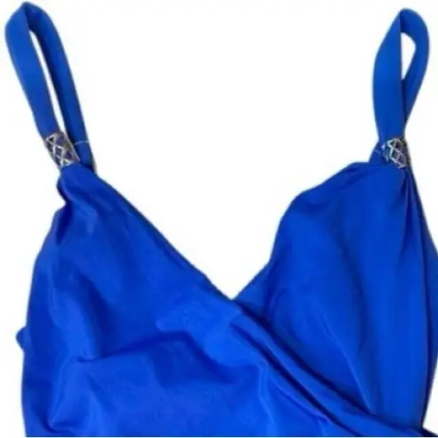 Jantzen Cobalt Blue One Piece Surplice Draped Front Tummy Control Size 14