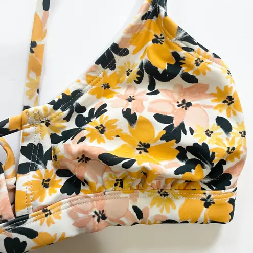 Kona Sol Kona Sol Floral Keyhole String Bikini Top Yellow Pink Black White Size M Summer