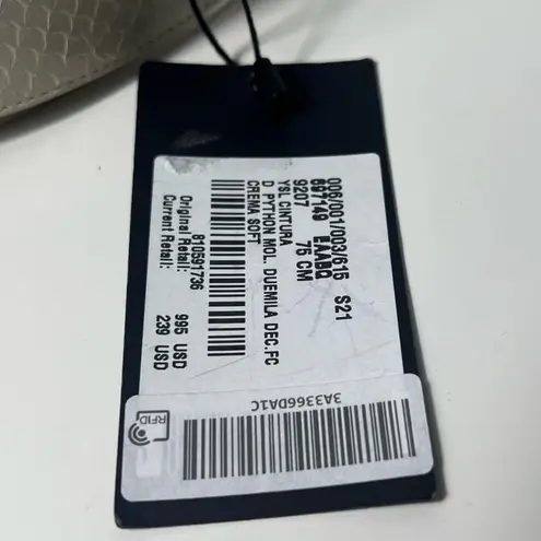 Saint Laurent YSL Snakeskin Python Vintage White Covered Buckle Corset Belt - Image 11