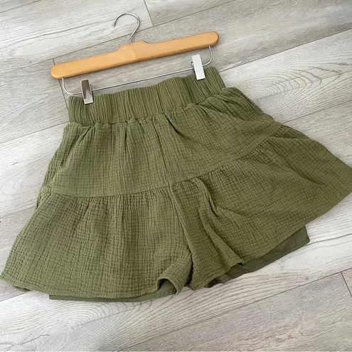 Kourt Summer Shorts cotton gauze womens Green (medium) casual summer vacation