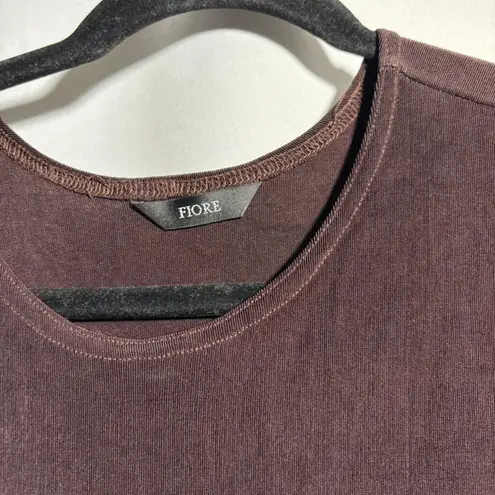 VTG Fiore Slinky Brown Top 3/4 Sleeve USA Elevated Basic Minimalist Travel L Size L