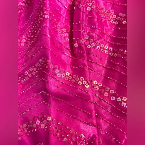 Blondie Nites Pink Asymmetrical Backless Bustier Crop Top