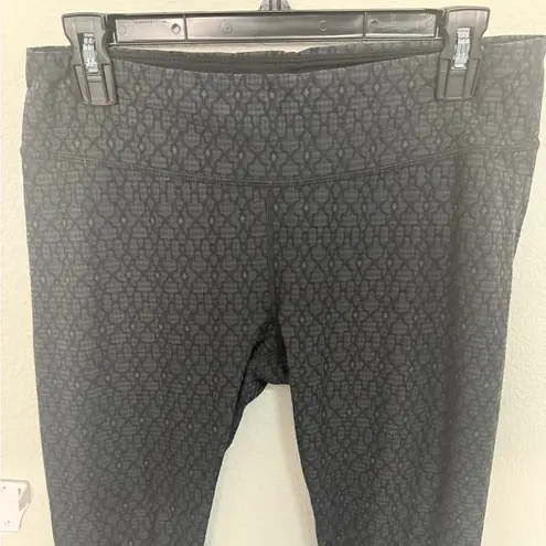 prAna Misty Leggings Charcoal Gray and Black Jacquard Knit Ruched Tight Large