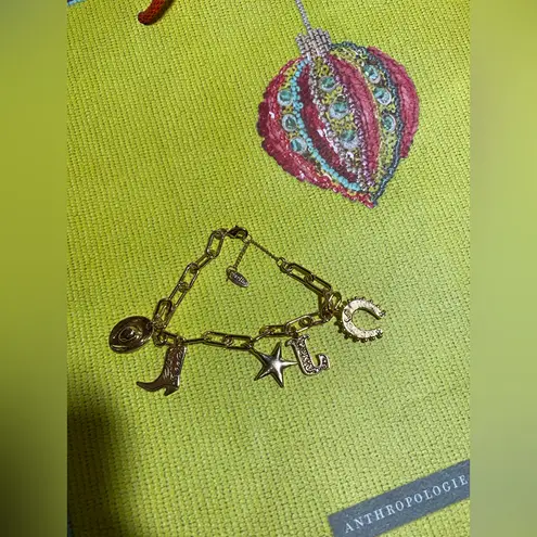 Anthropologie  Western Monogram Bangle Bracelet