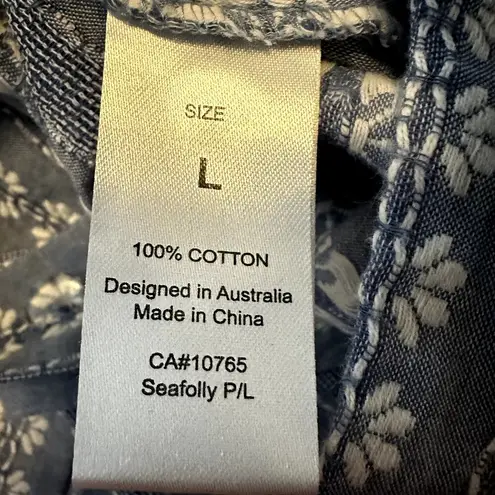 Seafolly Anthropologie Dobby Stripe Jumpsuit Criss Cross Back Chambray Paisley L