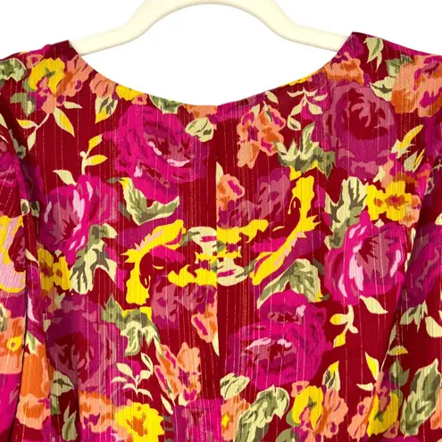 LPA Ada Wrap Top In Liza Floral Red Pink Size XL