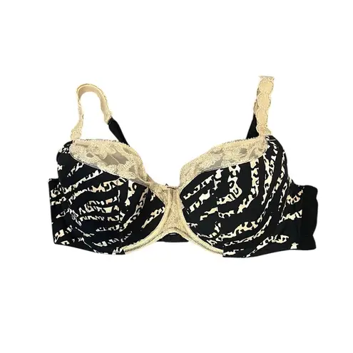 Cacique Abstract Leopard Print Lace Accent Trim Underwire Bra 42D