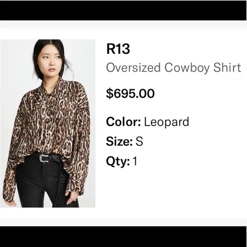 R13 Leopard Oversized Cowboy Shirt